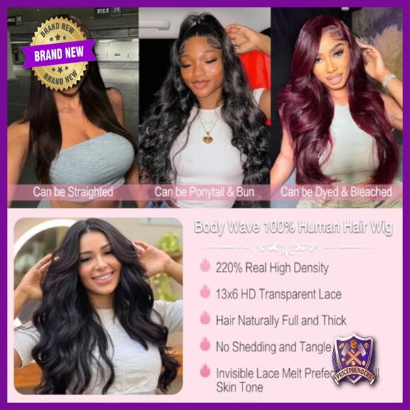 30 Inch 13x6 Body Wave Lace Front Wig Human Hair Pre Plucked 220% Density